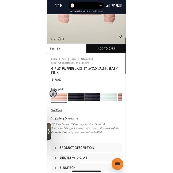 Save The Duck Girl's Insulated Lily Jacket PINK $179, Size: 14 NWT - Picture 8 of 16